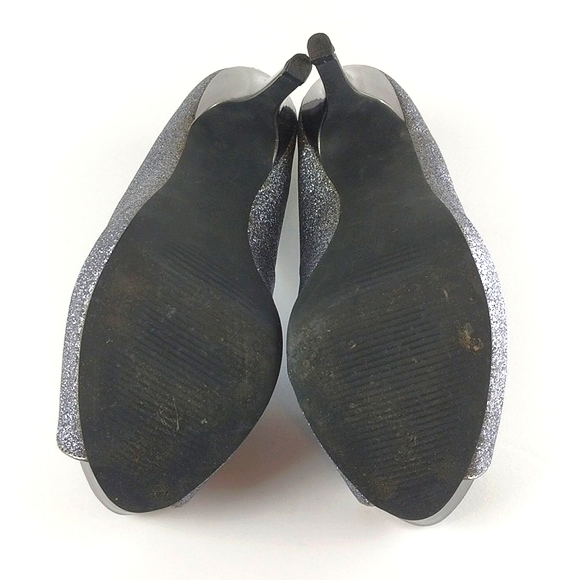 Jacqueline Ferrar Silver Sparkle Peep Toe Stilettos (Size: 7.5) - Picture 9 of 9